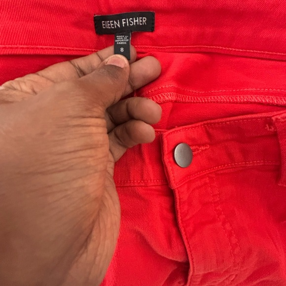 Eileen Fisher Organic Cotton mid-rise Orange Skinny jeans size 8 #S3GDD - Picture 5 of 7